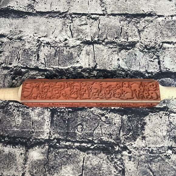 JudiKins Bollio Animals Wood Rubber Stamp Rolling Pin 4 Sided 6808K - Picture 5 of 12